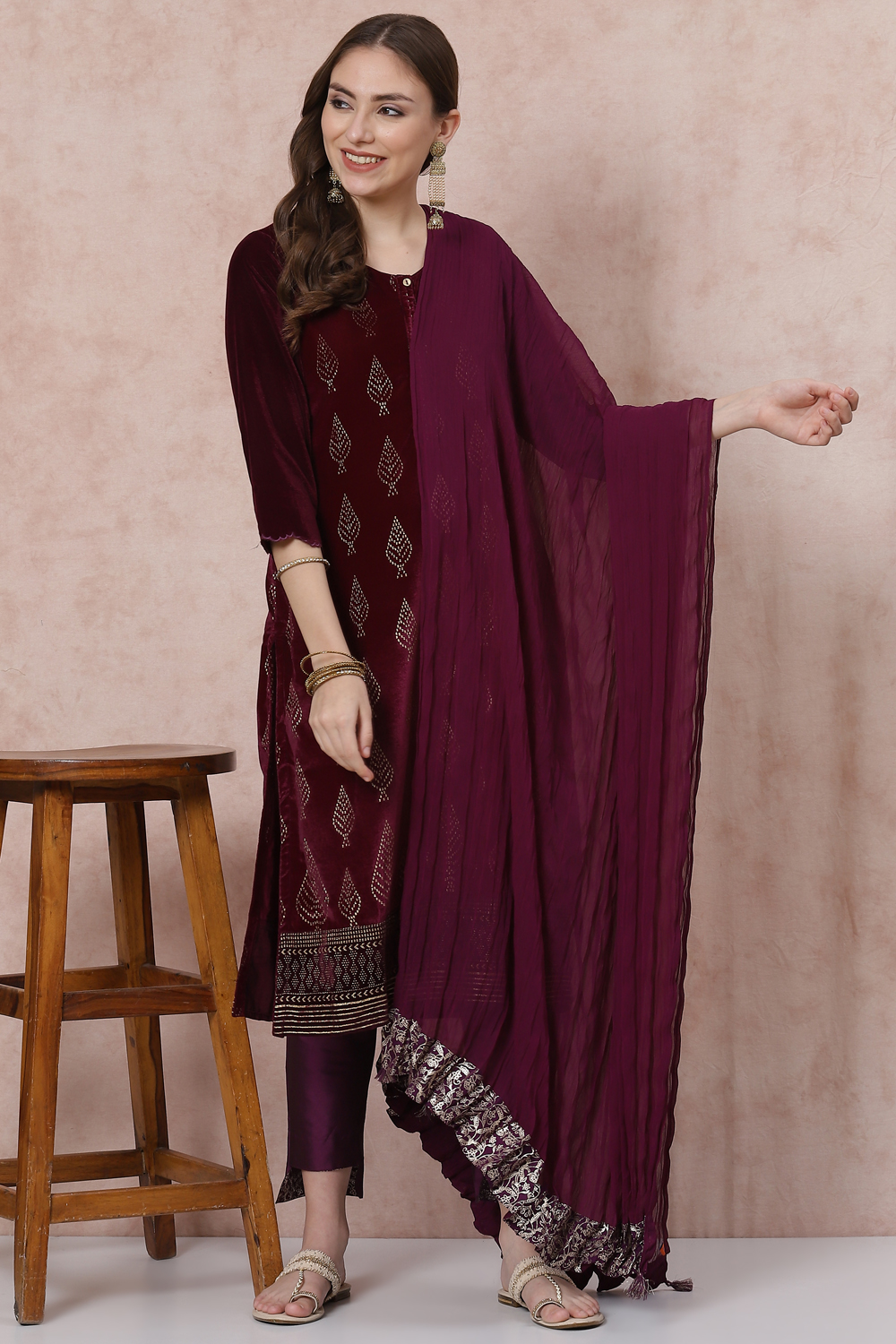 Purple Cotton Dupatta image number 0
